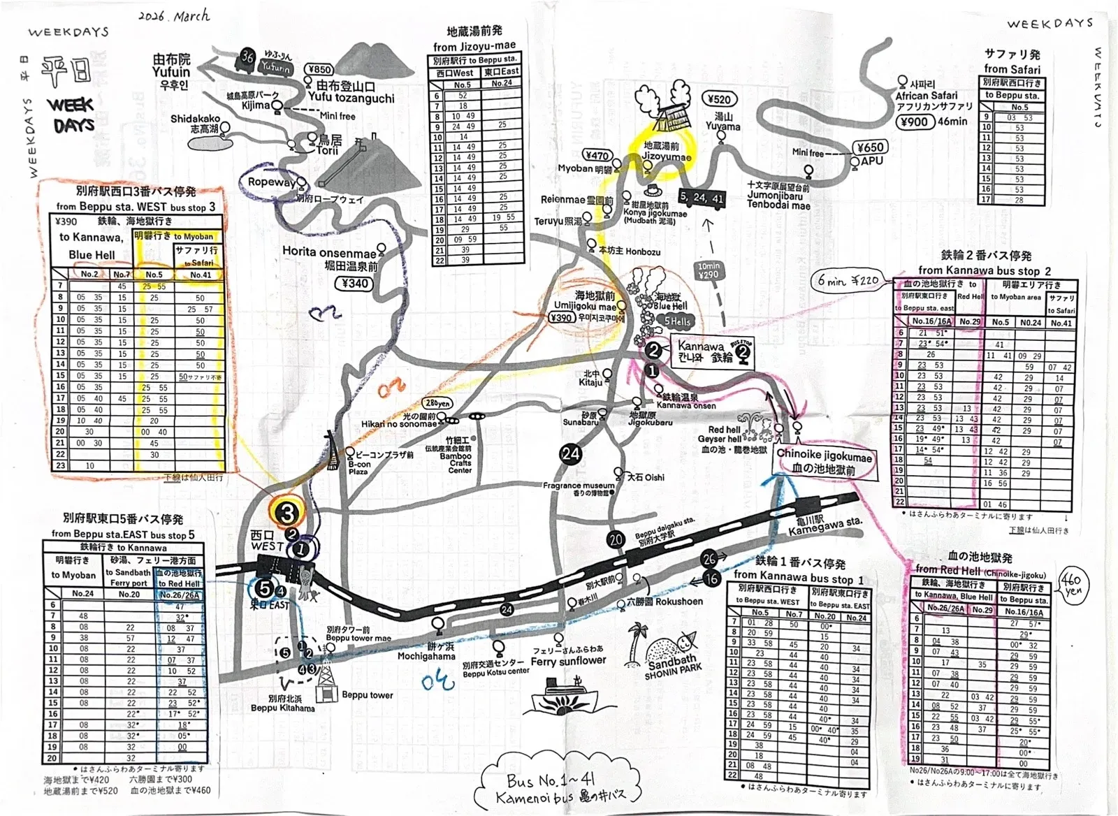Hell of beppu bus route