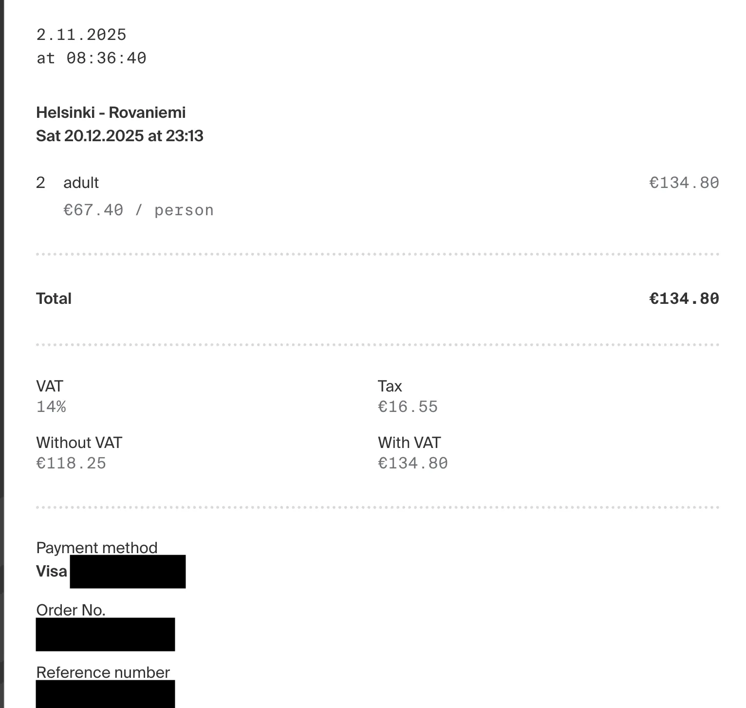 Santa Claus Express Receipt
